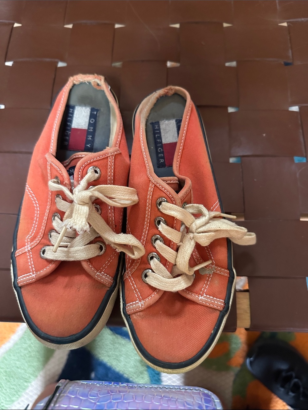 Tommy Hilfiger Orange Canvas Low-Top Sneakers